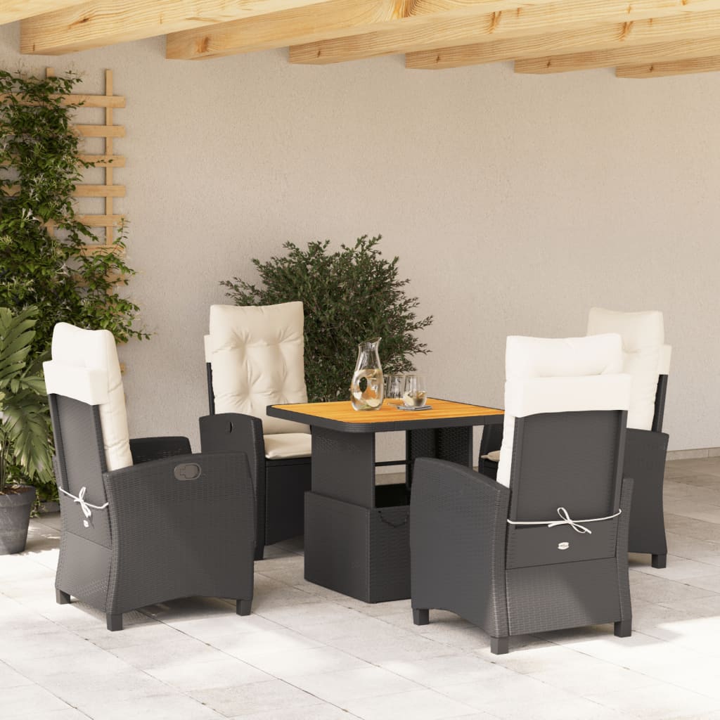 Set mobilier de grădină cu perne, 5 piese, negru, poliratan GartenMobel Dekor