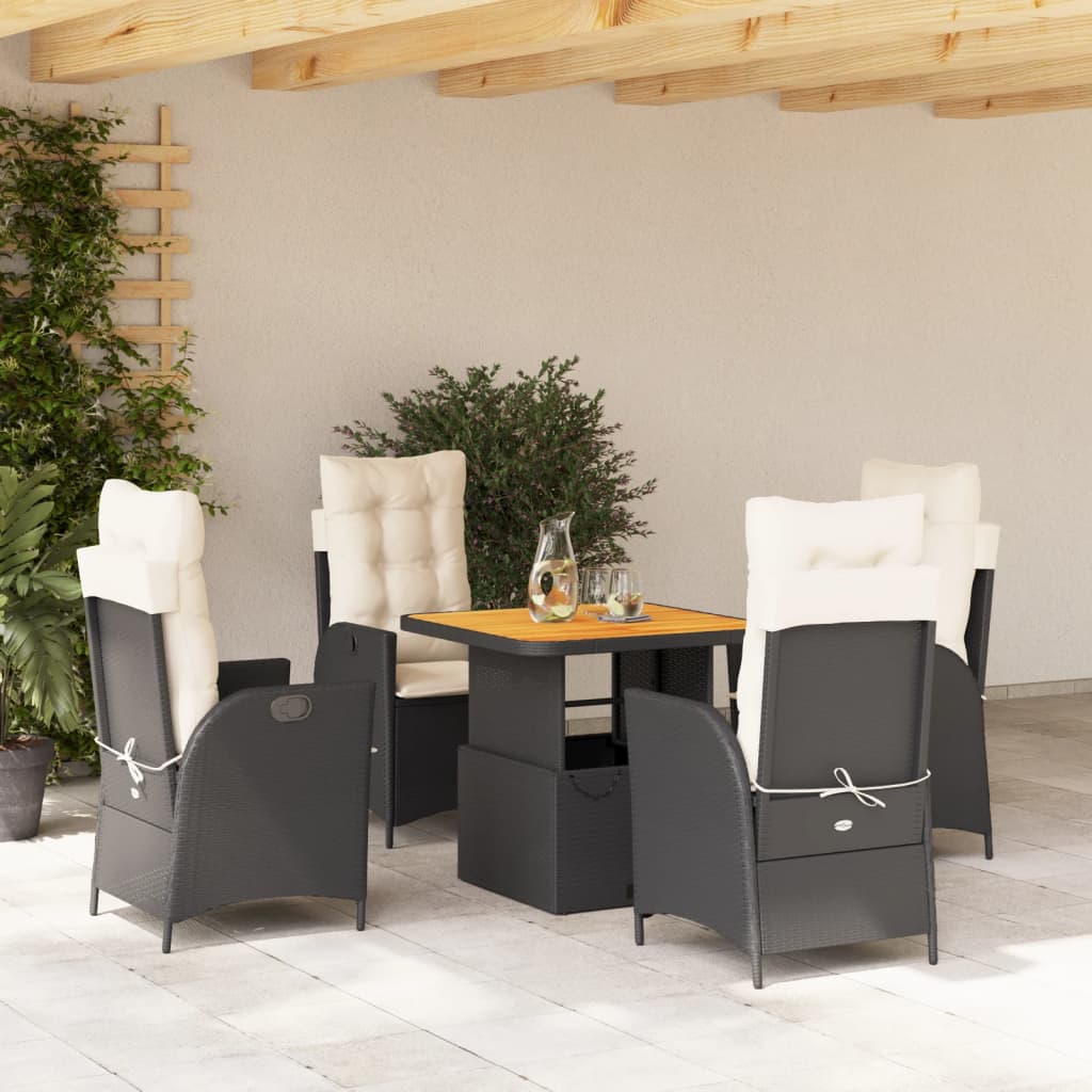 Set mobilier de grădină cu perne, 5 piese, negru, poliratan GartenMobel Dekor