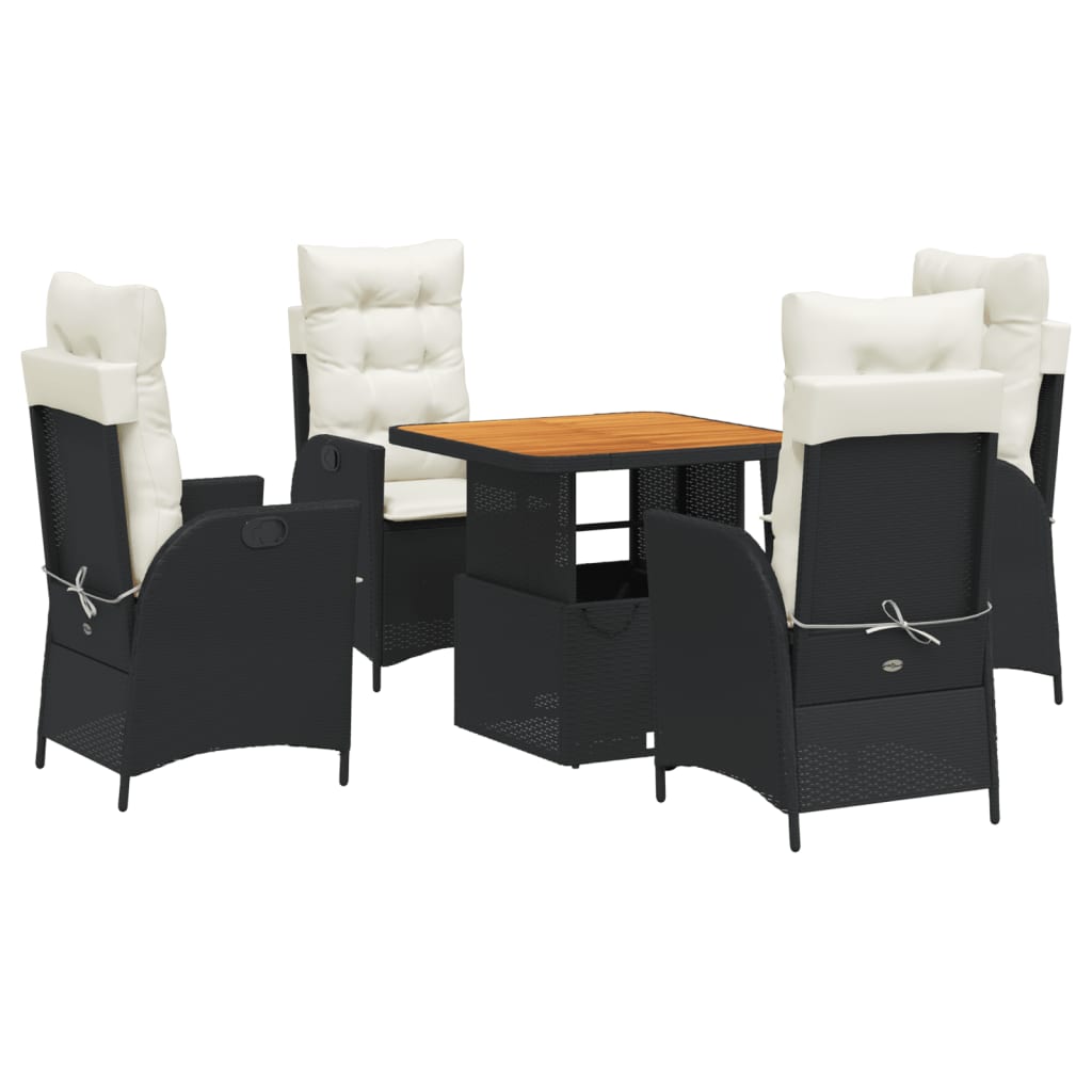 Set mobilier de grădină cu perne, 5 piese, negru, poliratan GartenMobel Dekor
