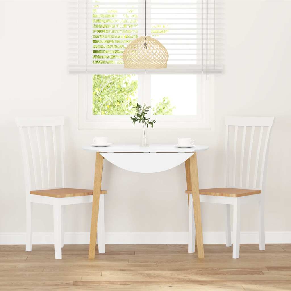 Scaune de sufragerie 2 buc Cauciuc din lemn masiv alb GartenMobel Dekor