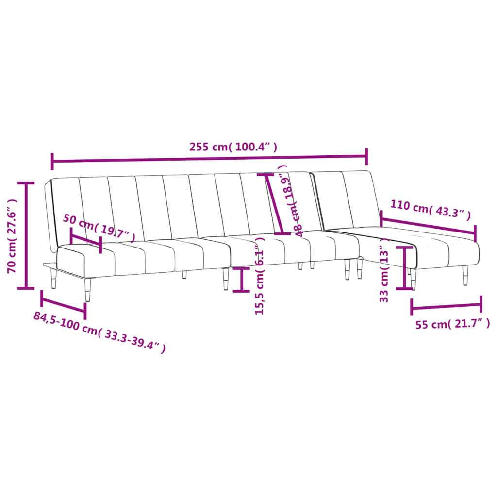 Set canapea 2 piese, negru, catifea GartenMobel Dekor