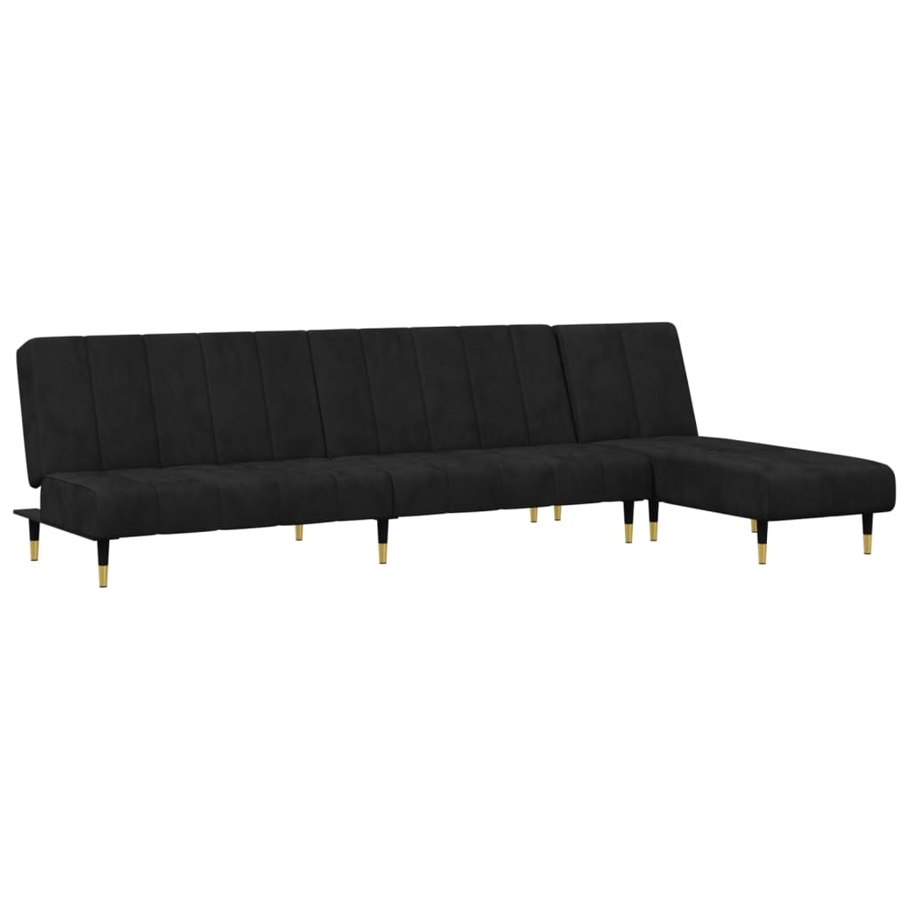 Set canapea 2 piese, negru, catifea GartenMobel Dekor