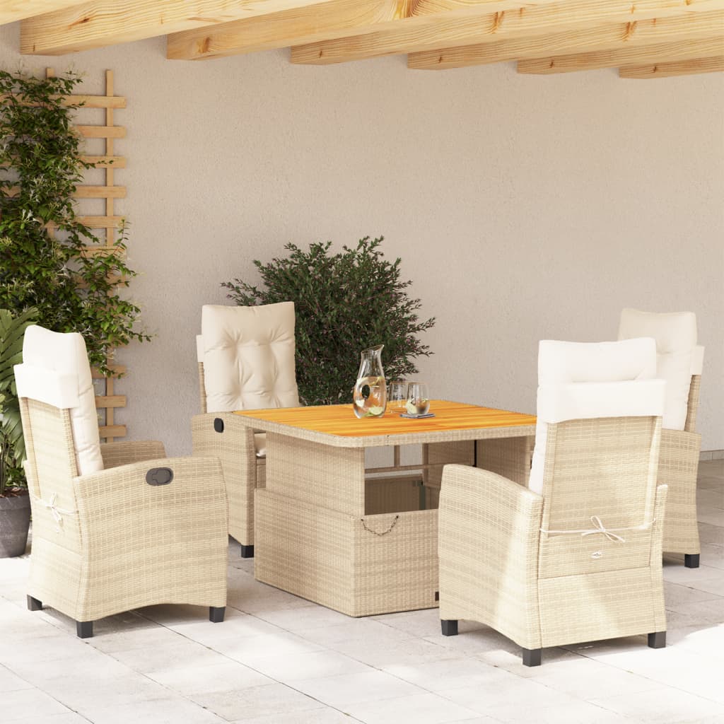 Set mobilier de grădină cu perne, 5 piese, bej, poliratan GartenMobel Dekor