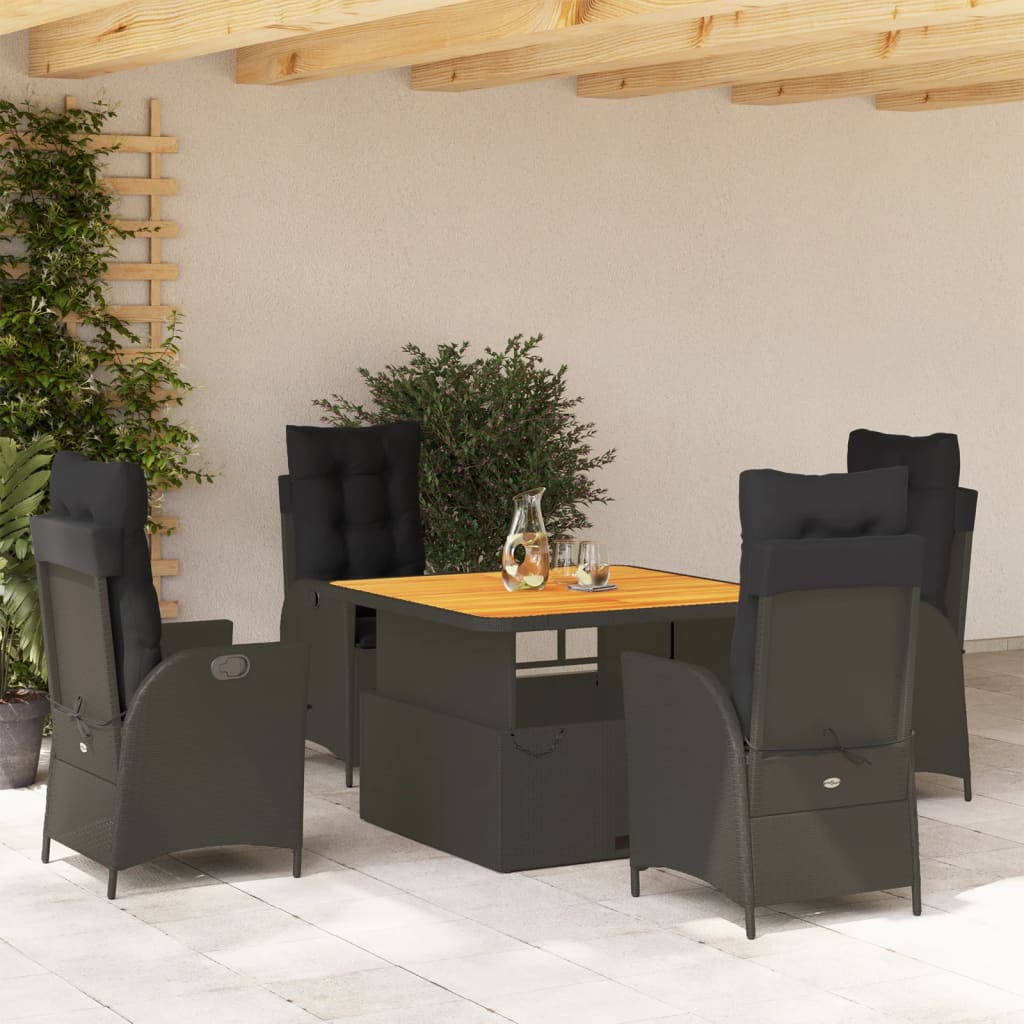 Set mobilier de grădină cu perne, 5 piese, negru, poliratan GartenMobel Dekor