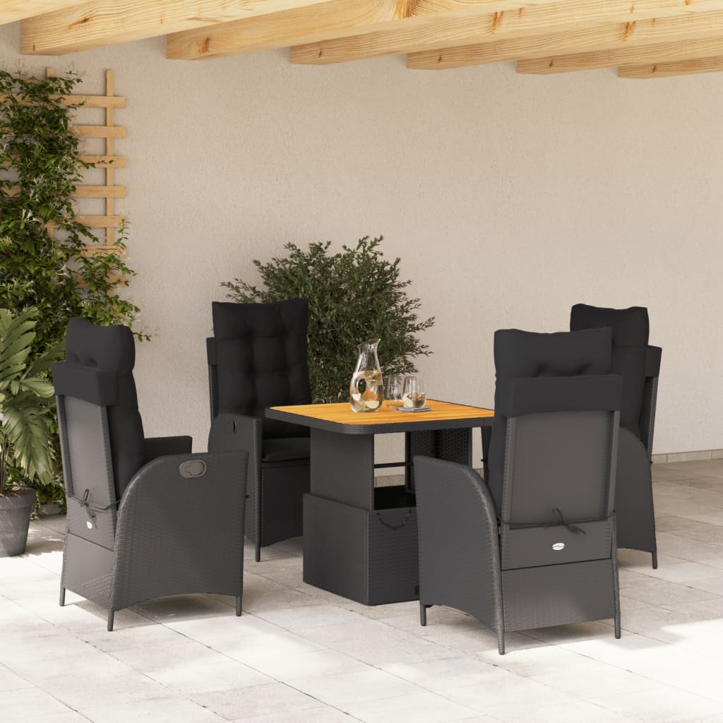 Set mobilier de grădină cu perne, 5 piese, negru, poliratan GartenMobel Dekor