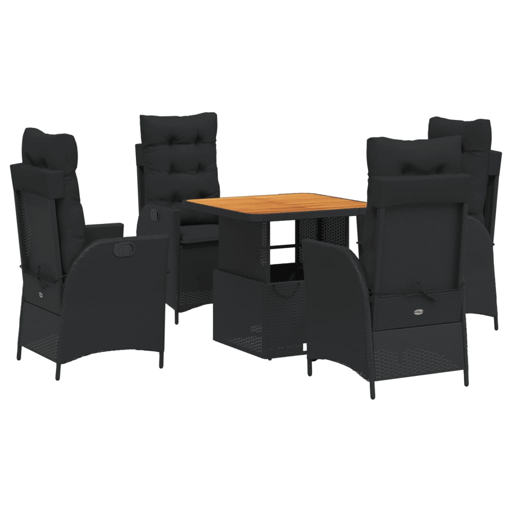 Set mobilier de grădină cu perne, 5 piese, negru, poliratan GartenMobel Dekor