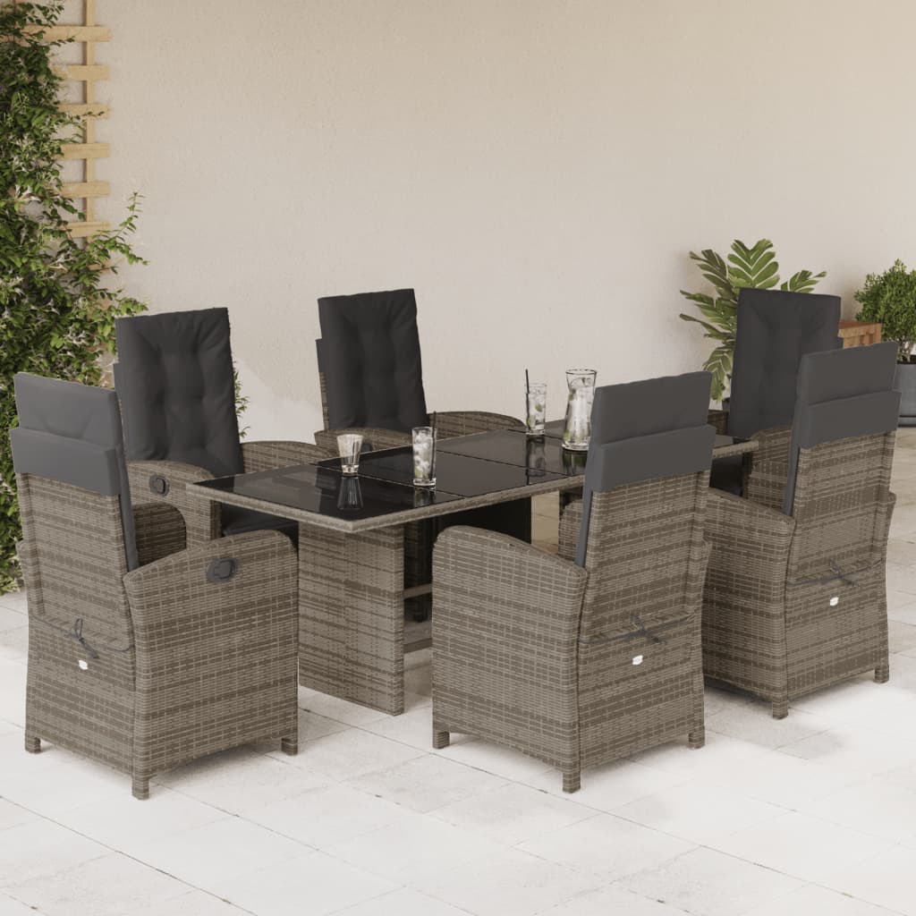 Set mobilier de grădină cu perne, 7 piese, gri, poliratan GartenMobel Dekor