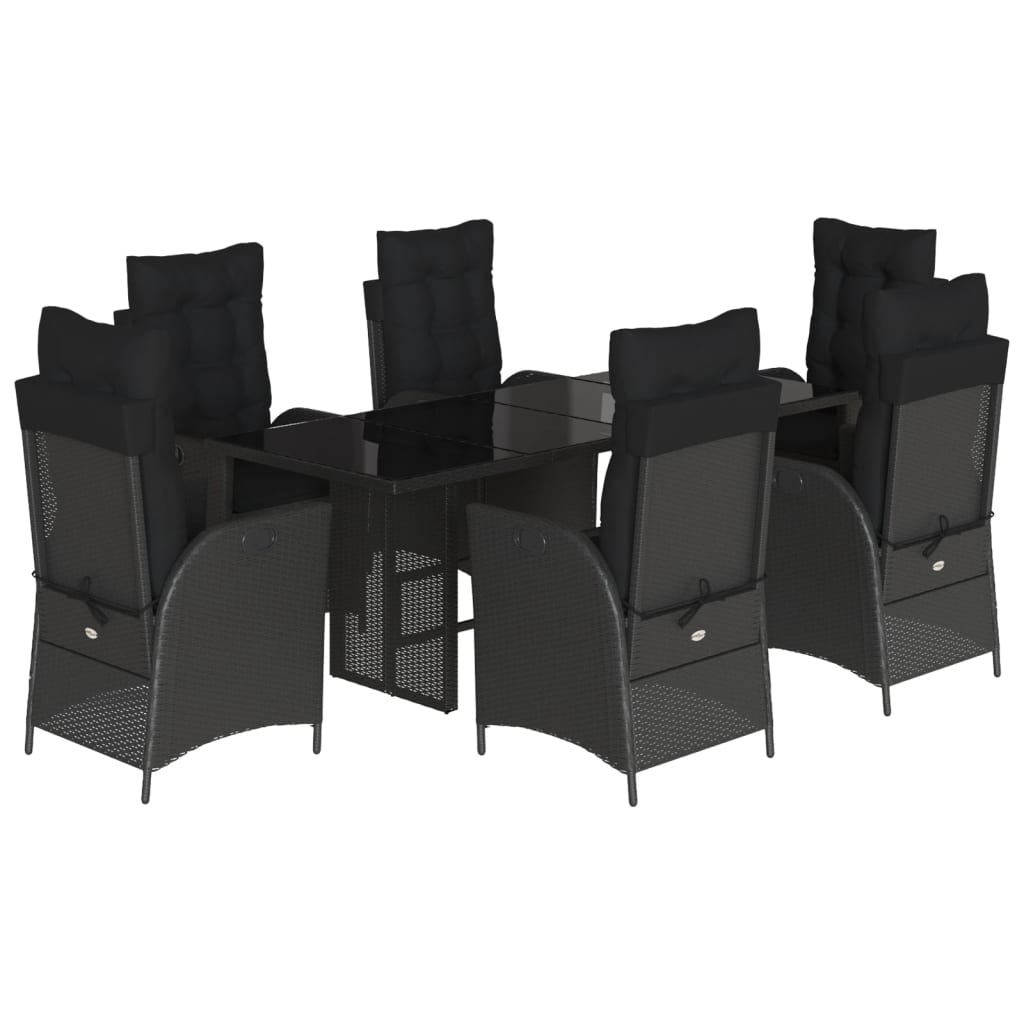 Set mobilier de grădină cu perne, 7 piese, negru, poliratan GartenMobel Dekor