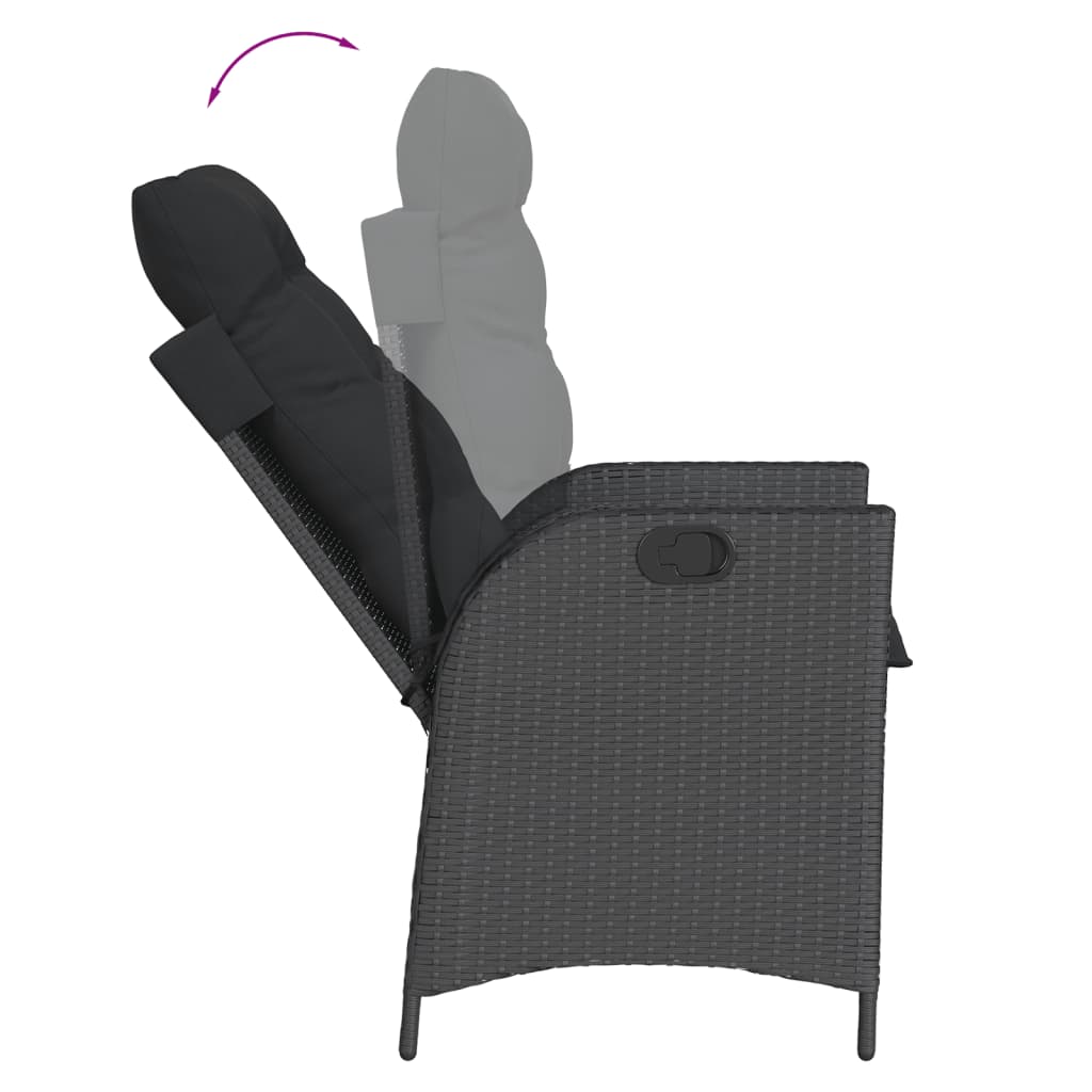 Set mobilier de grădină cu perne, 7 piese, negru, poliratan GartenMobel Dekor