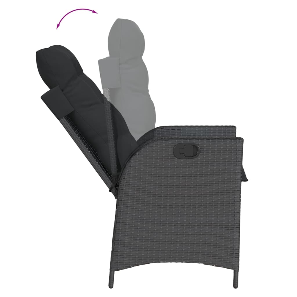 Set mobilier de grădină cu perne, 9 piese, negru, poliratan GartenMobel Dekor
