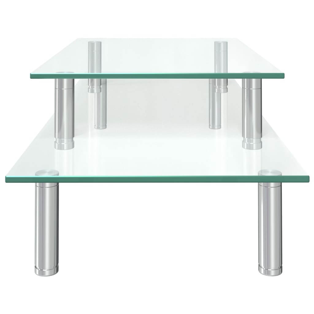Suport de monitor cu 2 niveluri, transparent, sticlă GartenMobel Dekor