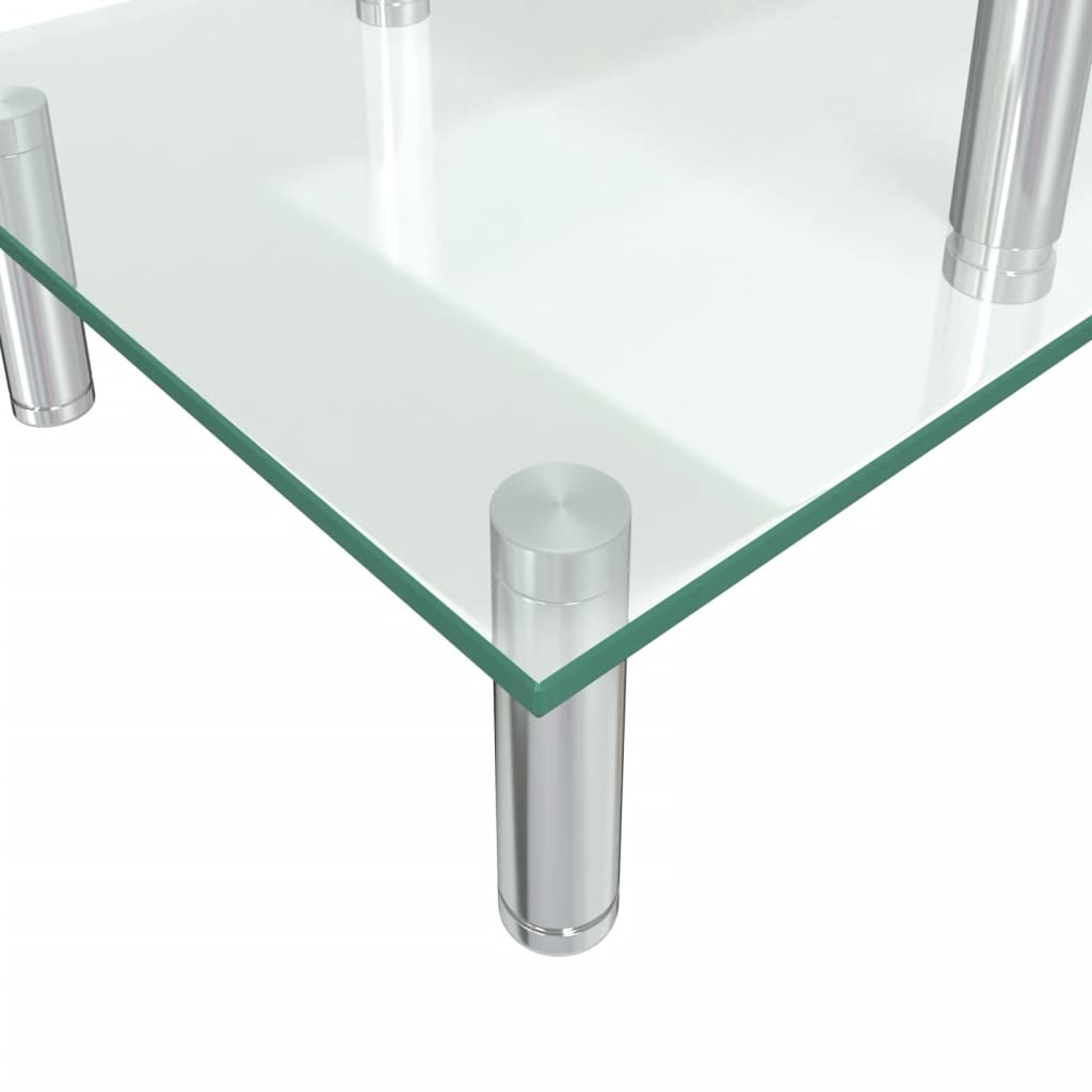 Suport de monitor cu 2 niveluri, transparent, sticlă GartenMobel Dekor