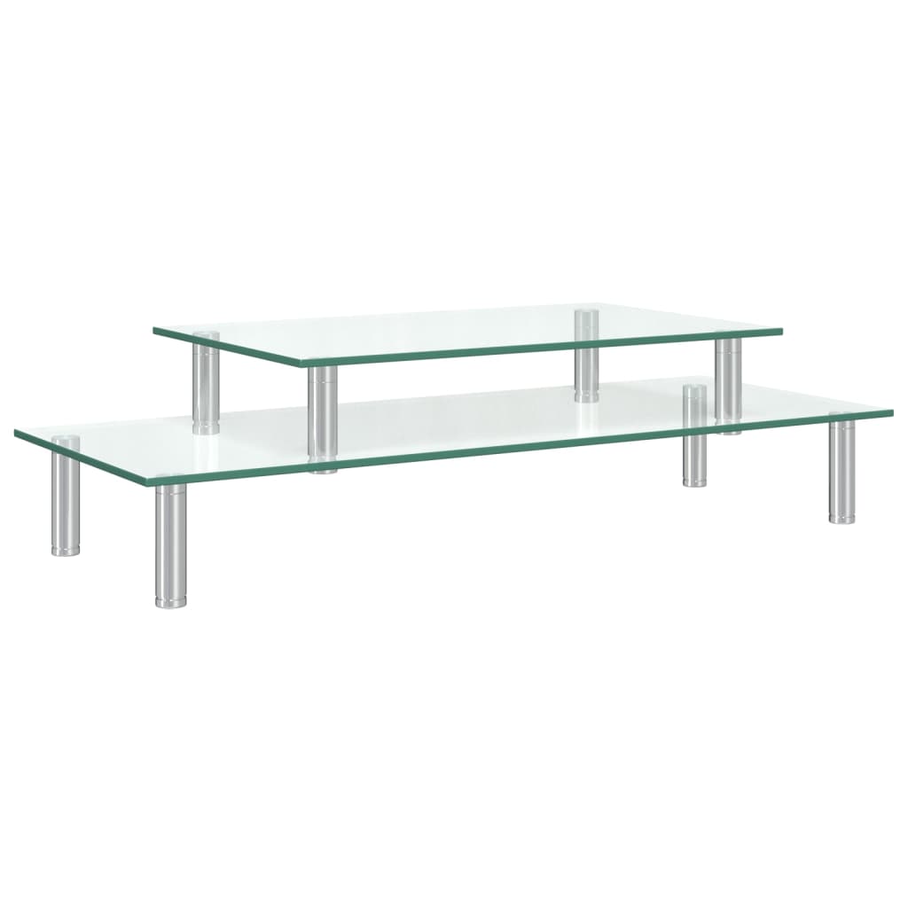 Suport de monitor cu 2 niveluri, transparent, sticlă GartenMobel Dekor
