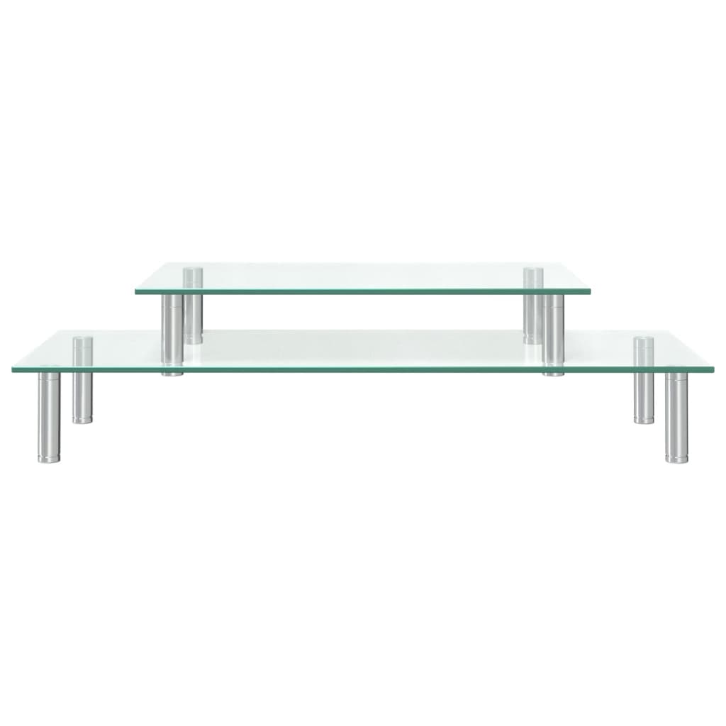 Suport de monitor cu 2 niveluri, transparent, sticlă GartenMobel Dekor