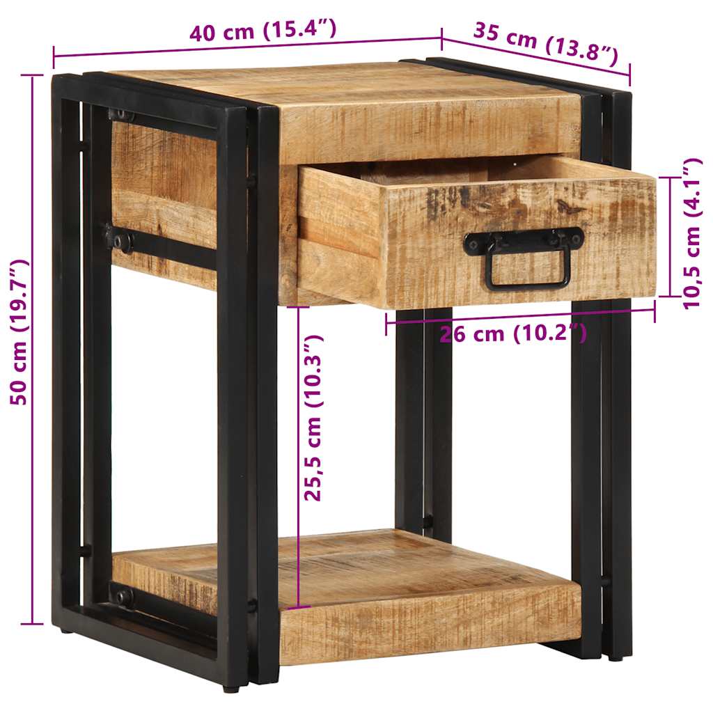 Noptiere 2 buc 40x35x50 cm lemn masiv de mango GartenMobel Dekor
