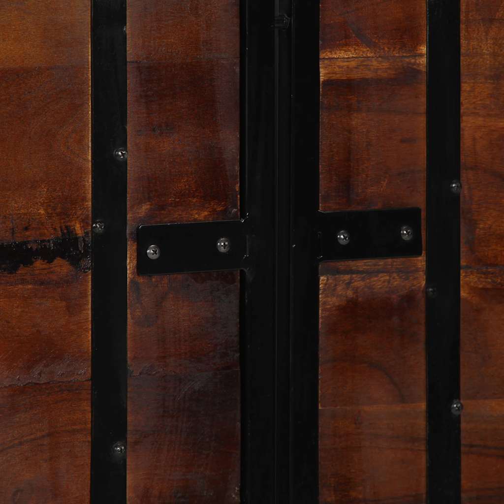 Tăblie de pat 140 cm lemn masiv recuperat și fier GartenMobel Dekor