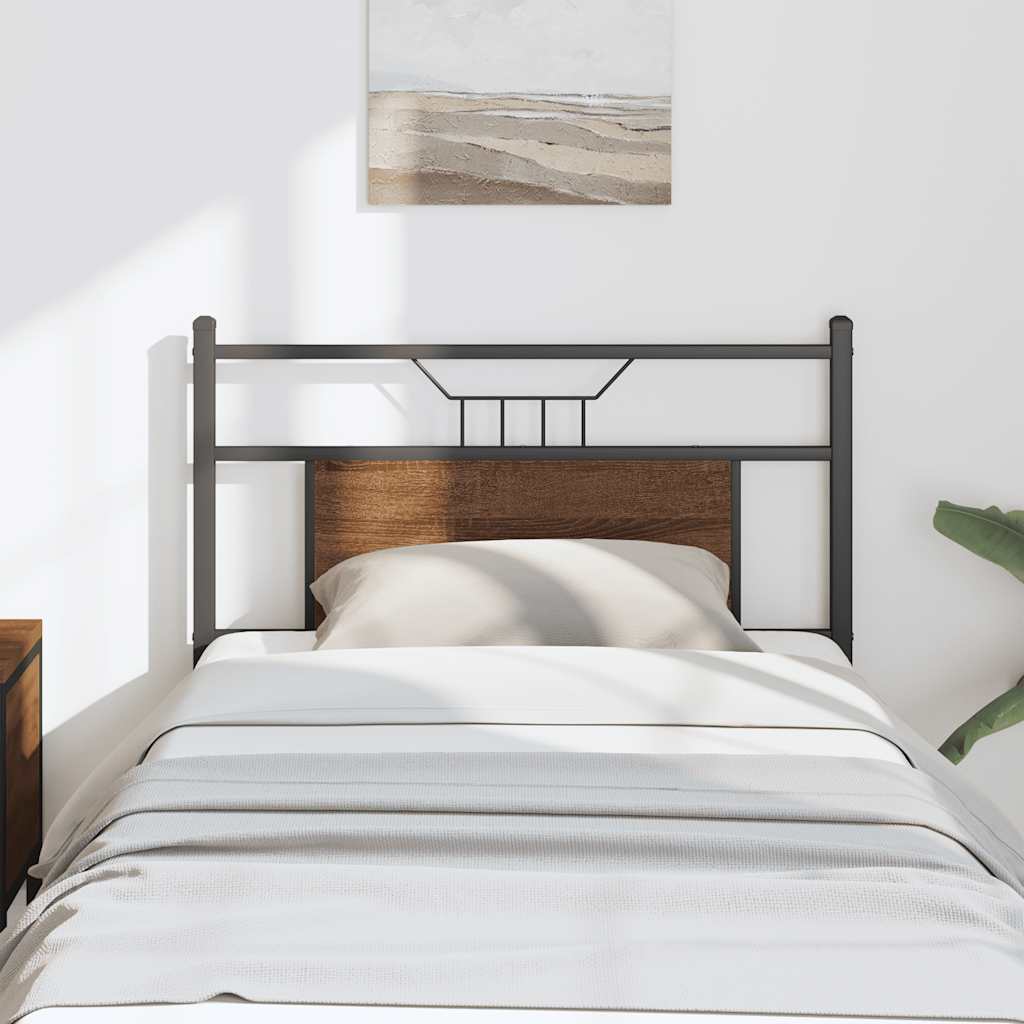 Tăblie de pat, stejar maro, 90 cm, lemn prelucrat și oțel GartenMobel Dekor