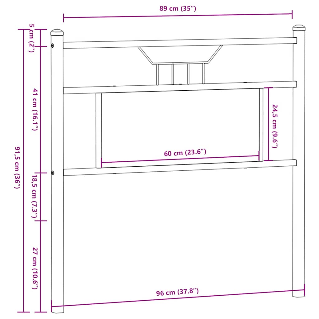 Tăblie de pat, stejar maro, 90 cm, lemn prelucrat și oțel GartenMobel Dekor