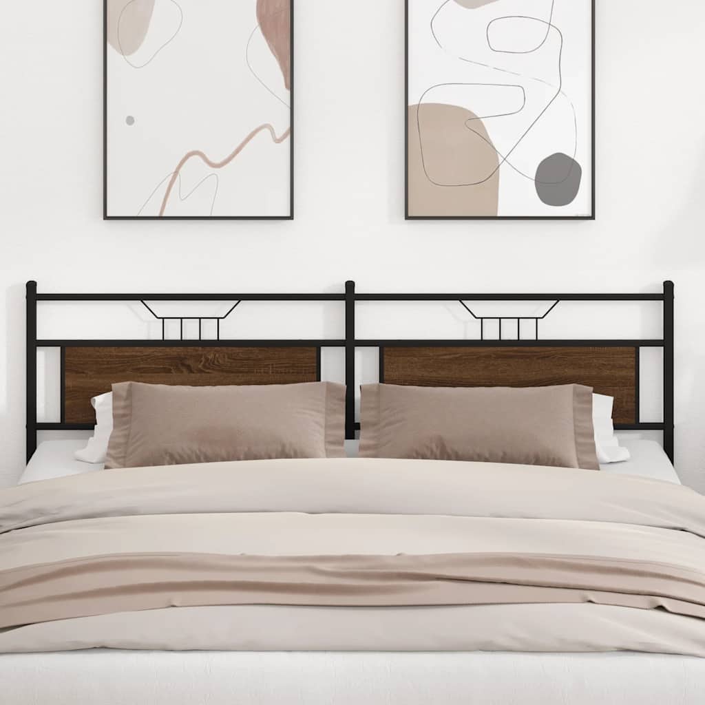 Tăblie de pat Stejar maro 193 cm Lemn și oțel prelucrat GartenMobel Dekor