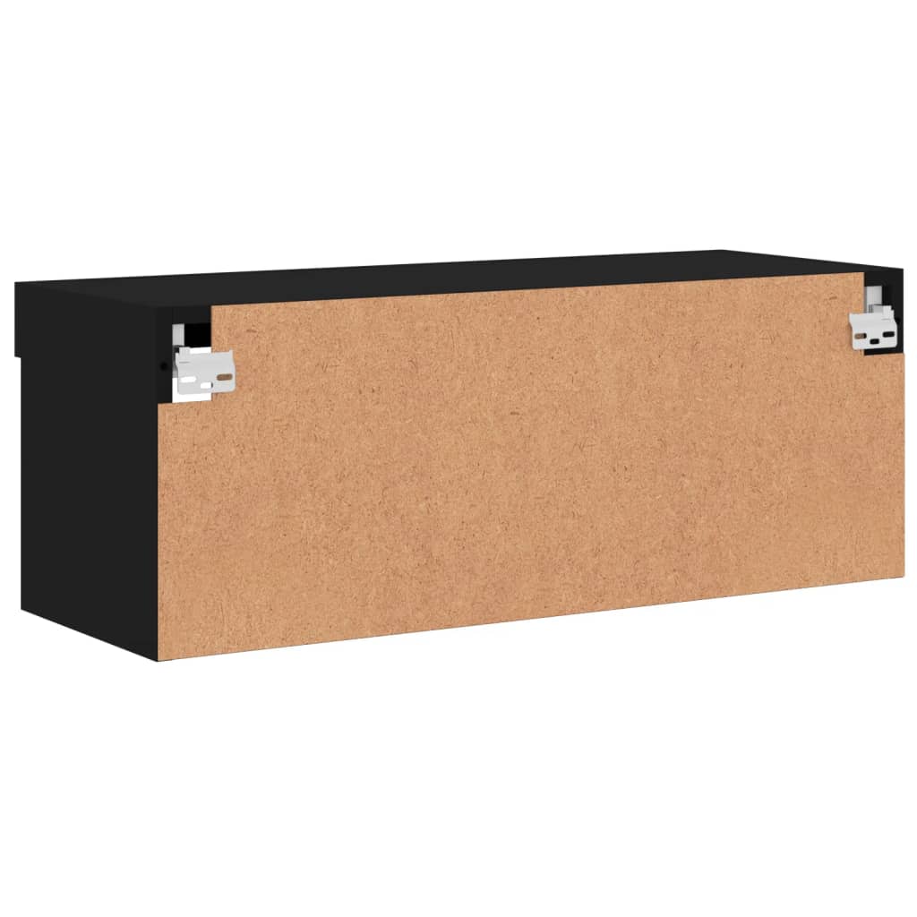 Comodă TV cu lumini LED, negru, 80x30x30 cm GartenMobel Dekor