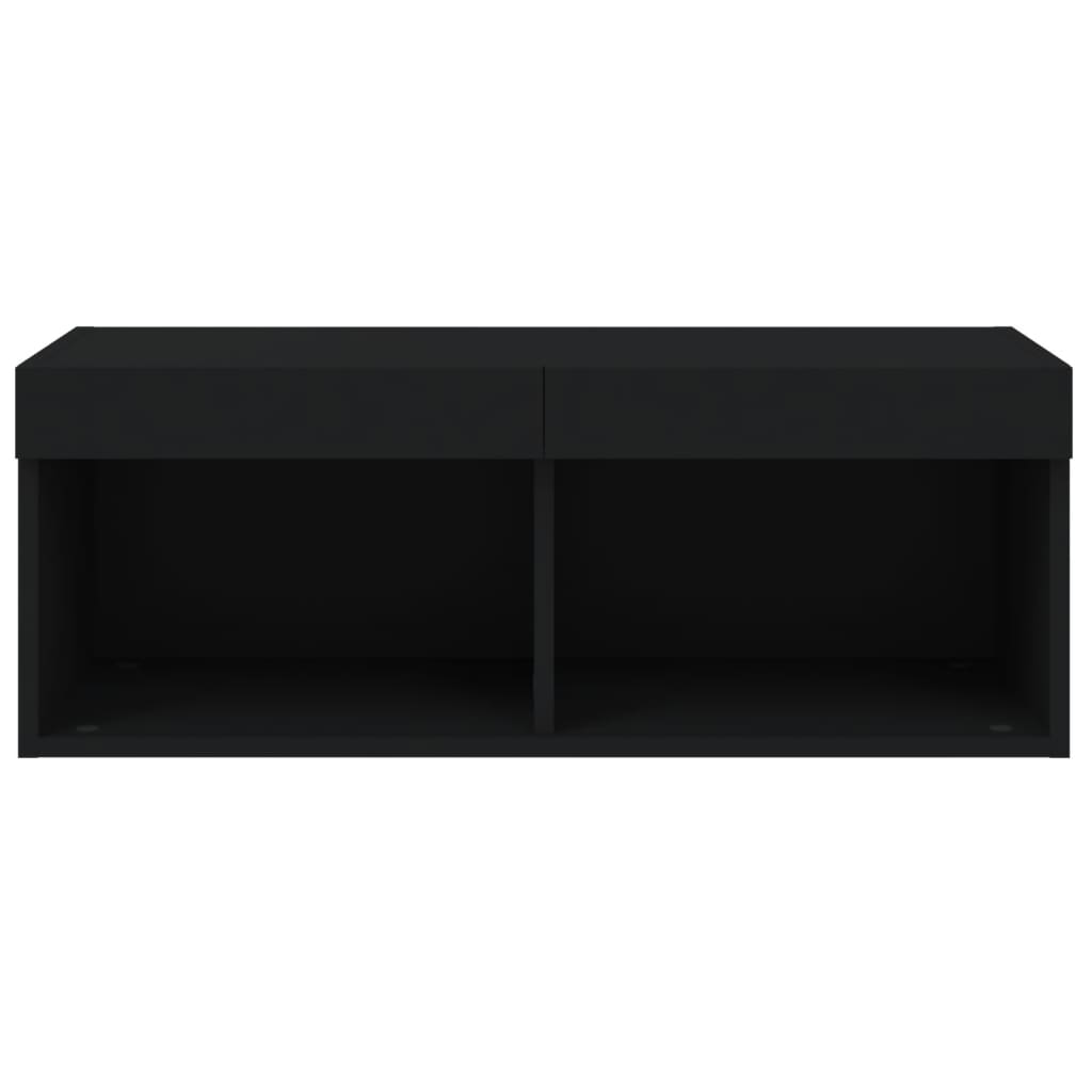 Comodă TV cu lumini LED, negru, 80x30x30 cm GartenMobel Dekor