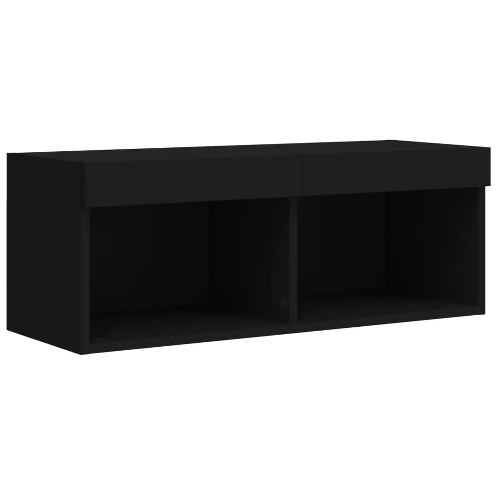 Comodă TV cu lumini LED, negru, 80x30x30 cm GartenMobel Dekor