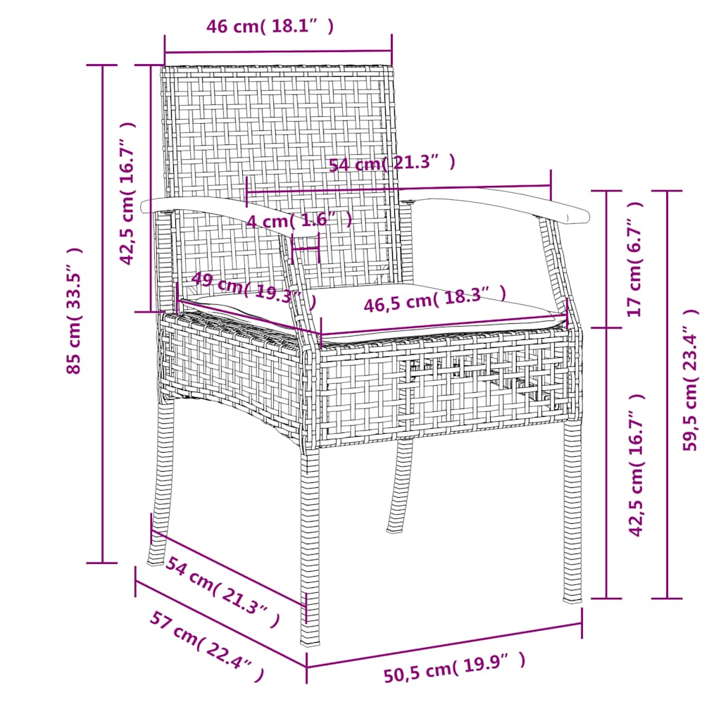 Set mobilier de grădină cu perne, 3 piese, bej, poliratan GartenMobel Dekor