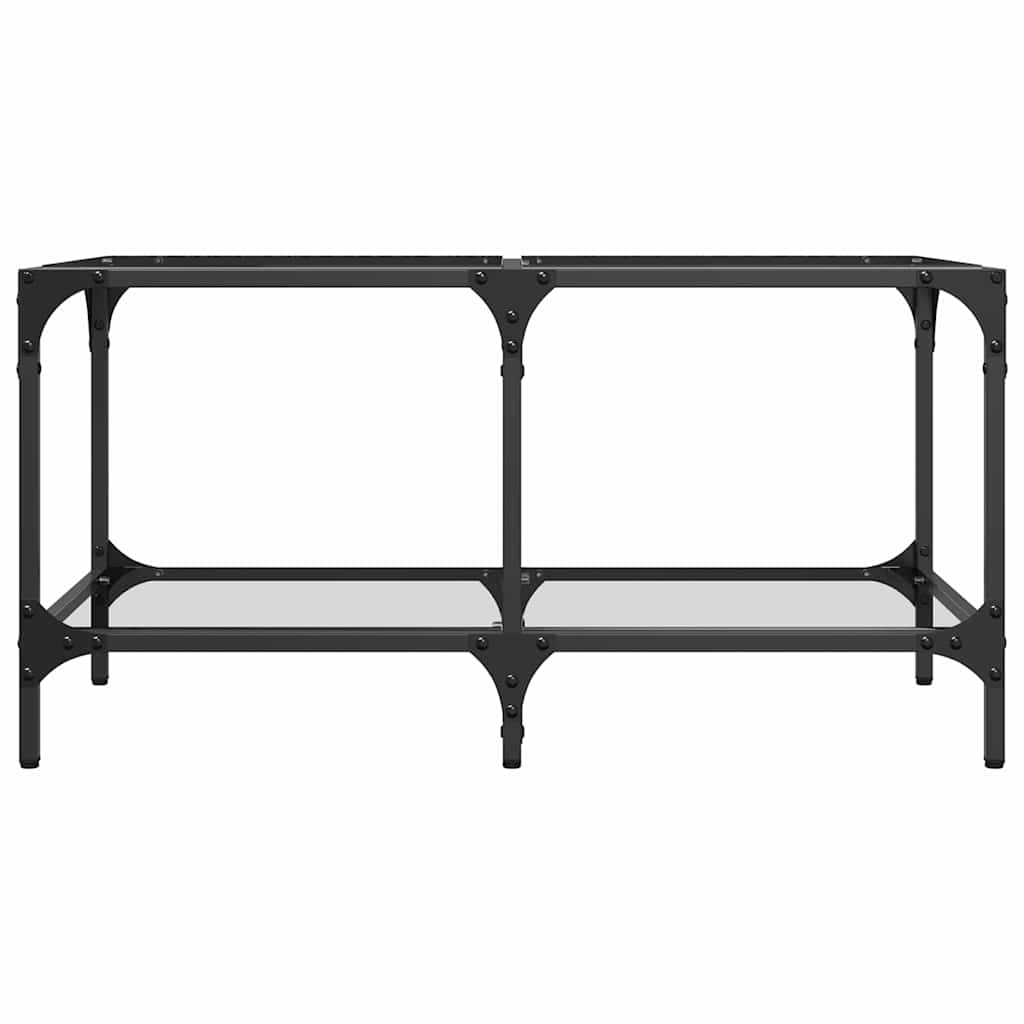 Măsuță de cafea blat din sticlă transparentă 78,5x40x40 cm oțel GartenMobel Dekor