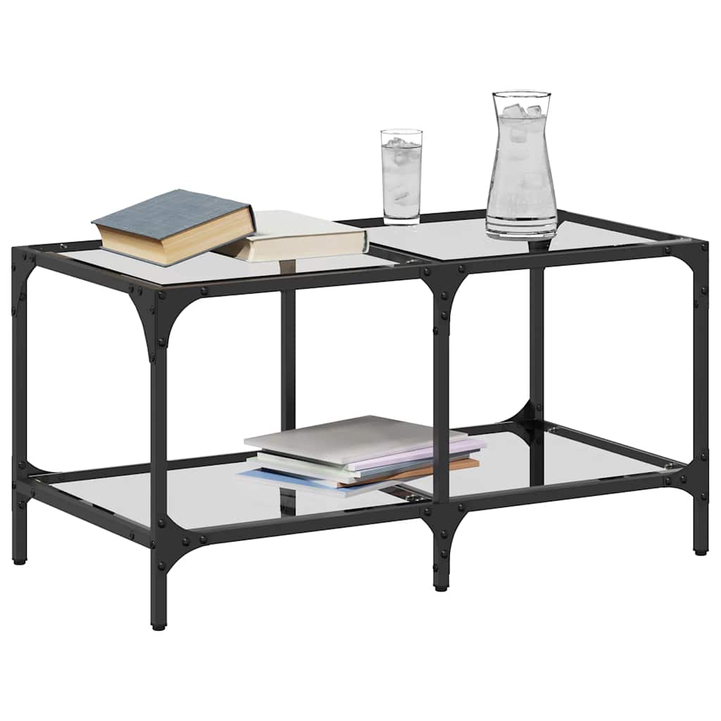 Măsuță de cafea blat din sticlă transparentă 78,5x40x40 cm oțel GartenMobel Dekor