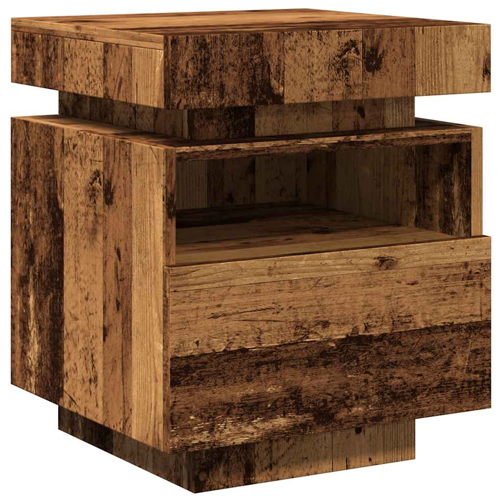 Noptieră cu lumini LED, lemn vechi, 40x39x48,5 cm GartenMobel Dekor