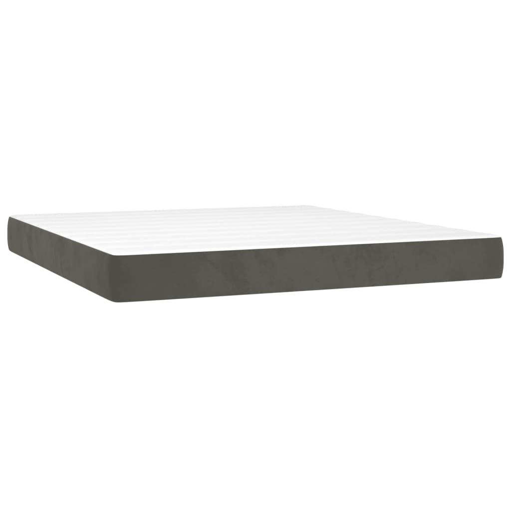 Pat box spring cu saltea, gri închis, 160x200 cm, catifea GartenMobel Dekor
