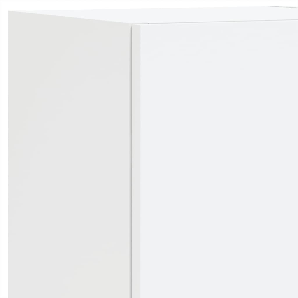 Set comode TV de perete, 8 piese, cu lumini LED, alb GartenMobel Dekor