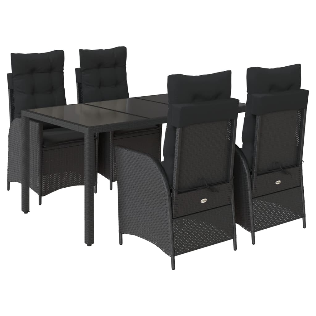 Set mobilier de grădină cu perne, 5 piese, negru, poliratan GartenMobel Dekor