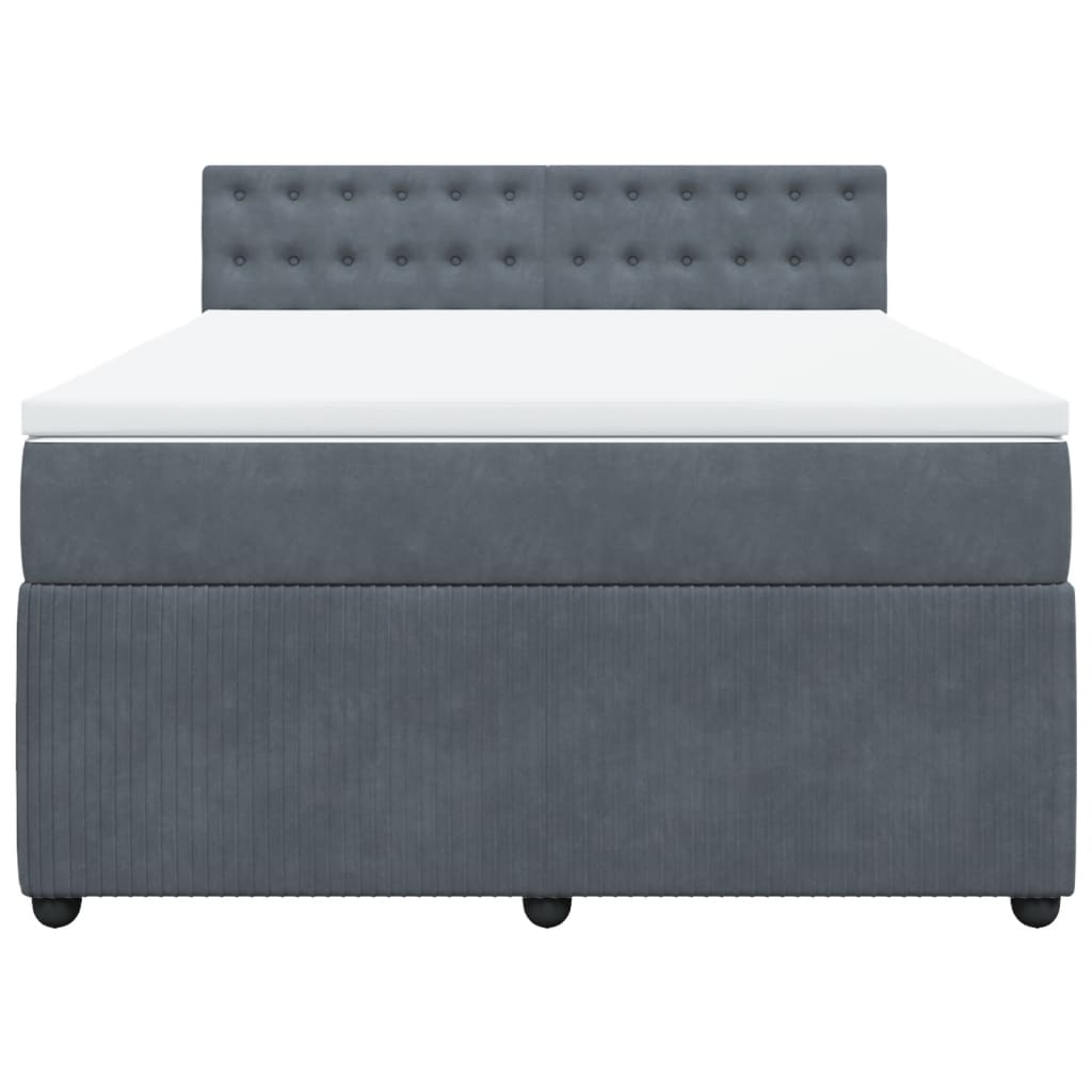 Pat box spring cu saltea, gri închis, 160x200 cm, catifea GartenMobel Dekor
