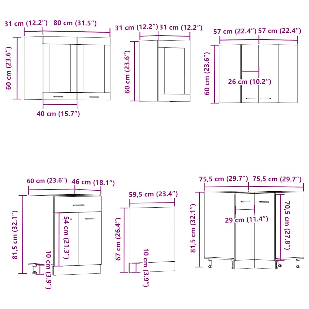 Set dulapuri bucătărie 11 piese Artisan Stejar lemn prelucrat GartenMobel Dekor