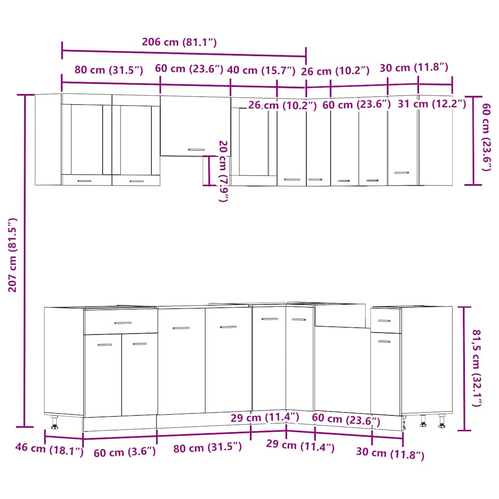 Set dulapuri bucătărie 11 piese Artisan Stejar lemn prelucrat GartenMobel Dekor