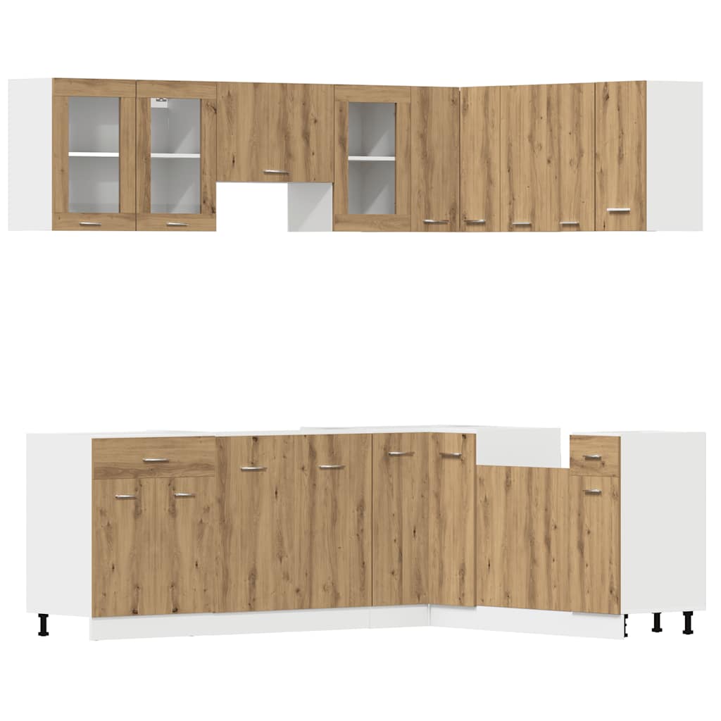 Set dulapuri bucătărie 11 piese Artisan Stejar lemn prelucrat GartenMobel Dekor