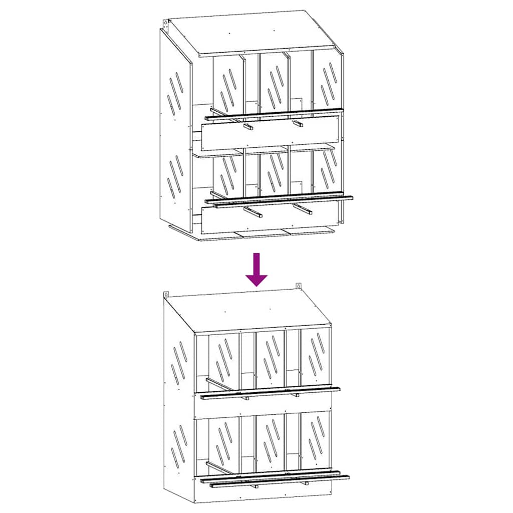 Cubit pentru pui cu 6 compartimente, metal argintiu galvanizat GartenMobel Dekor