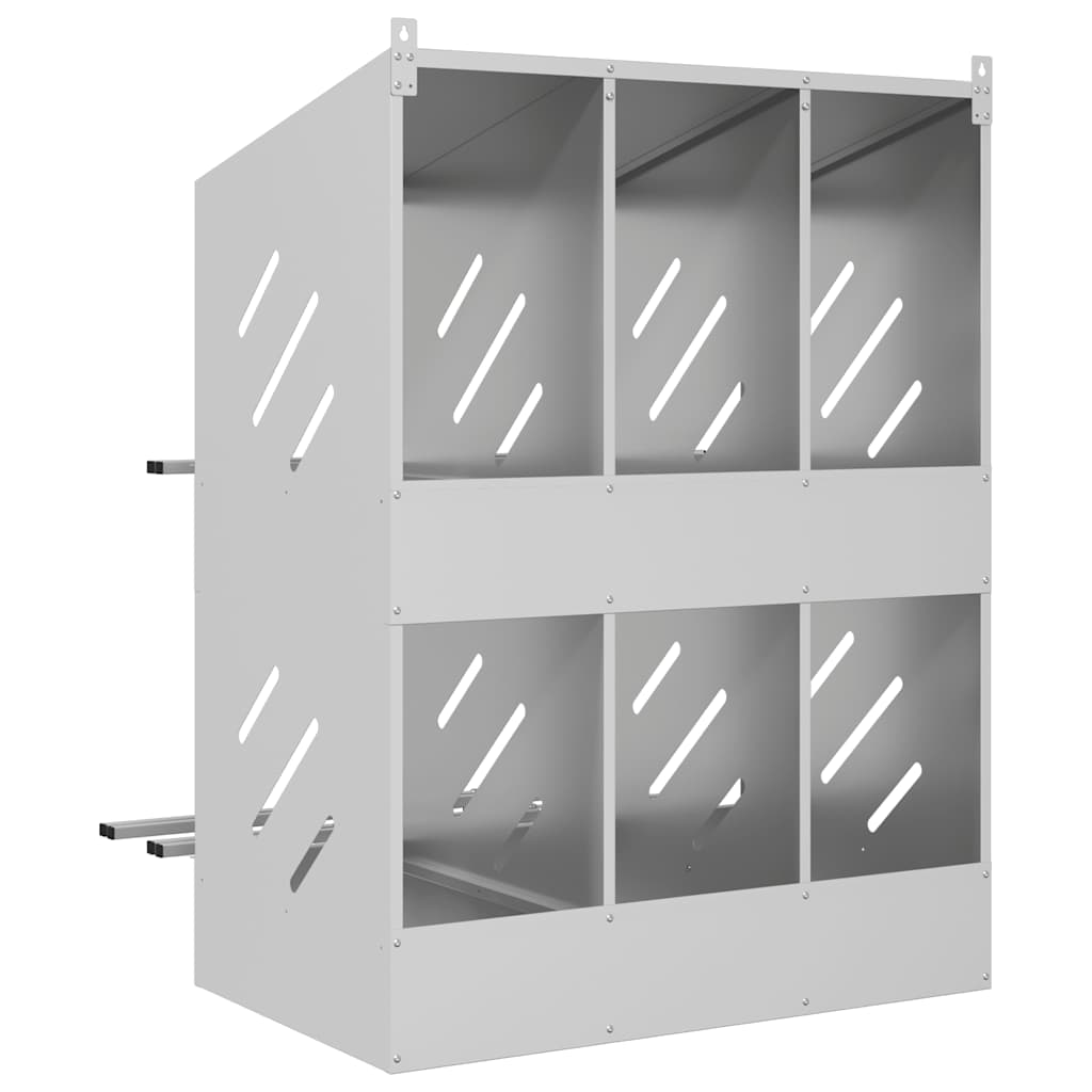 Cubit pentru pui cu 6 compartimente, metal argintiu galvanizat GartenMobel Dekor