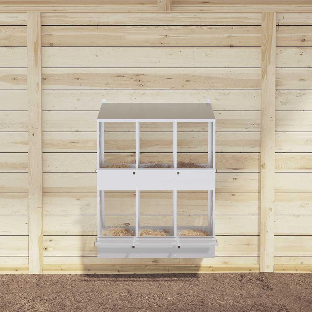 Cubit pentru pui cu 6 compartimente, metal argintiu galvanizat GartenMobel Dekor