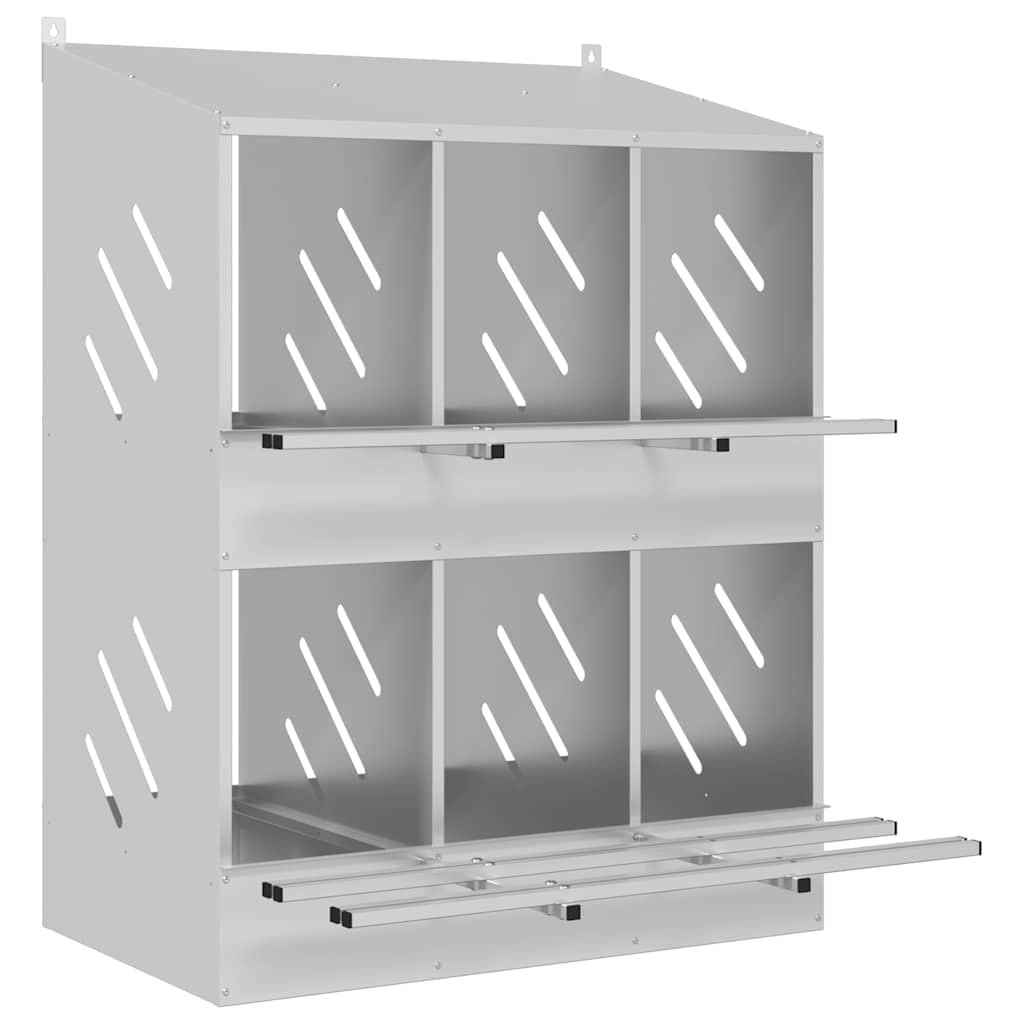 Cubit pentru pui cu 6 compartimente, metal argintiu galvanizat GartenMobel Dekor