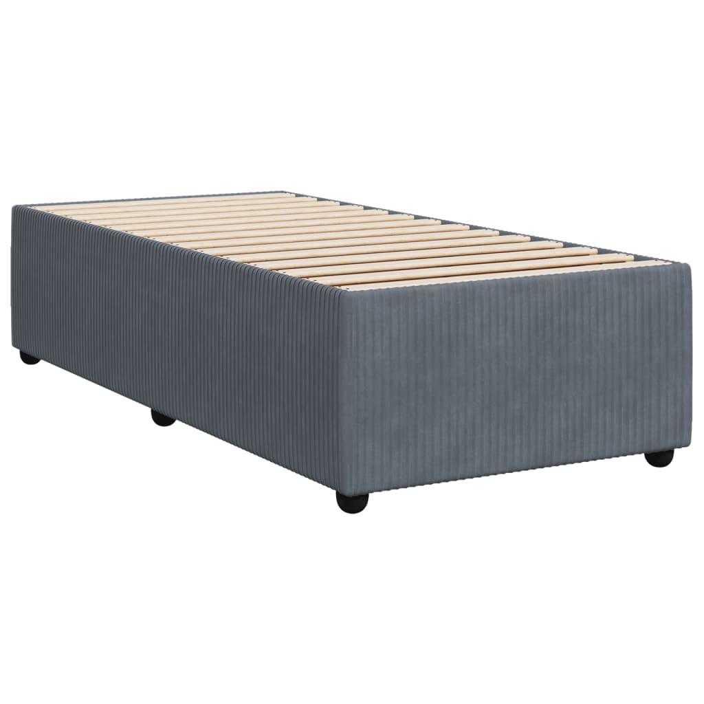 Pat box spring cu saltea, gri închis, 80x200 cm, catifea GartenMobel Dekor