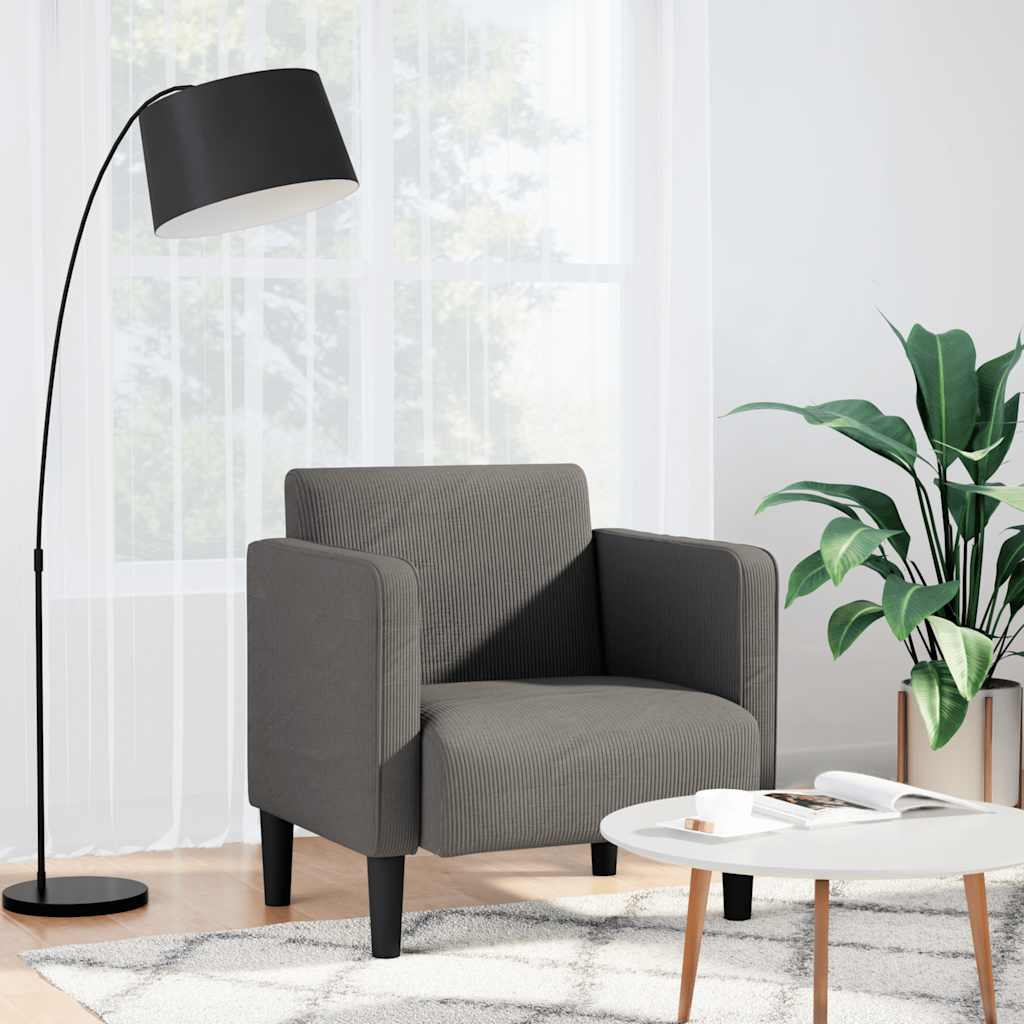 Canapea fotoliu cu cotiere Gri deschis 54 cm țesătură velur GartenMobel Dekor