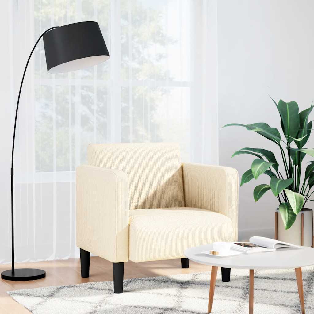 Canapea scaun cu cotiere crem 54 cm țesătură velur GartenMobel Dekor