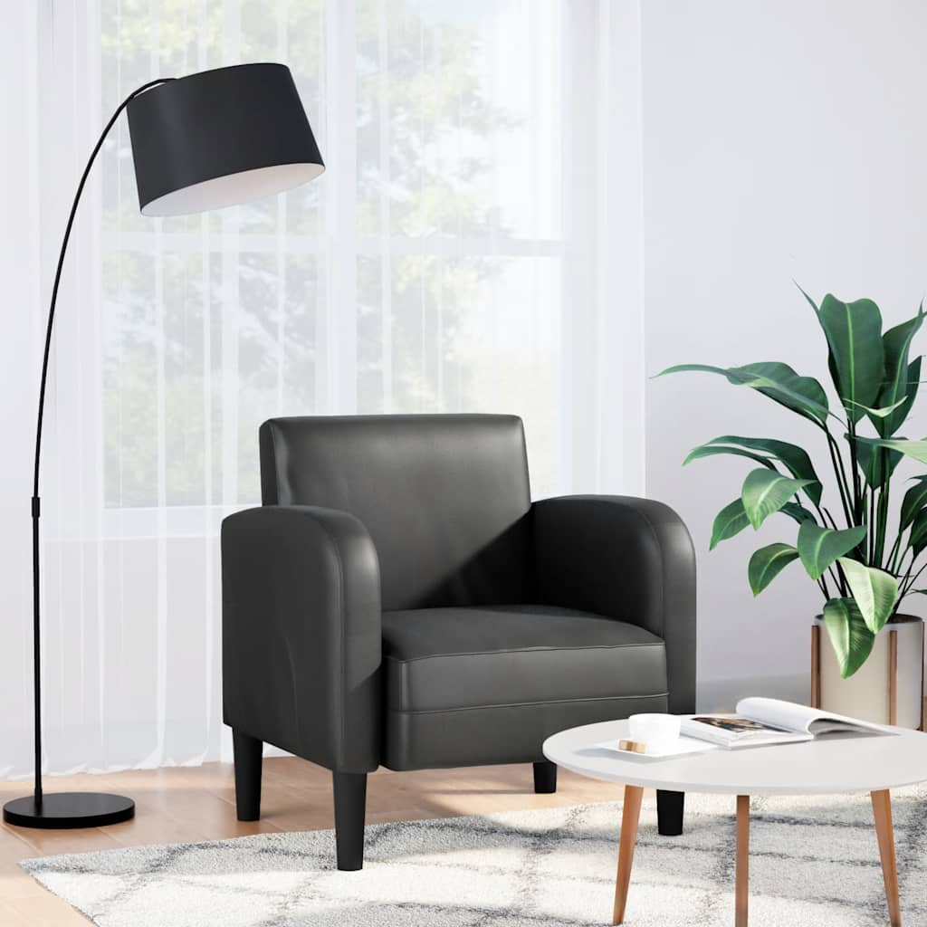 Canapea scaun cu cotiere negru 54 cm piele artificială GartenMobel Dekor