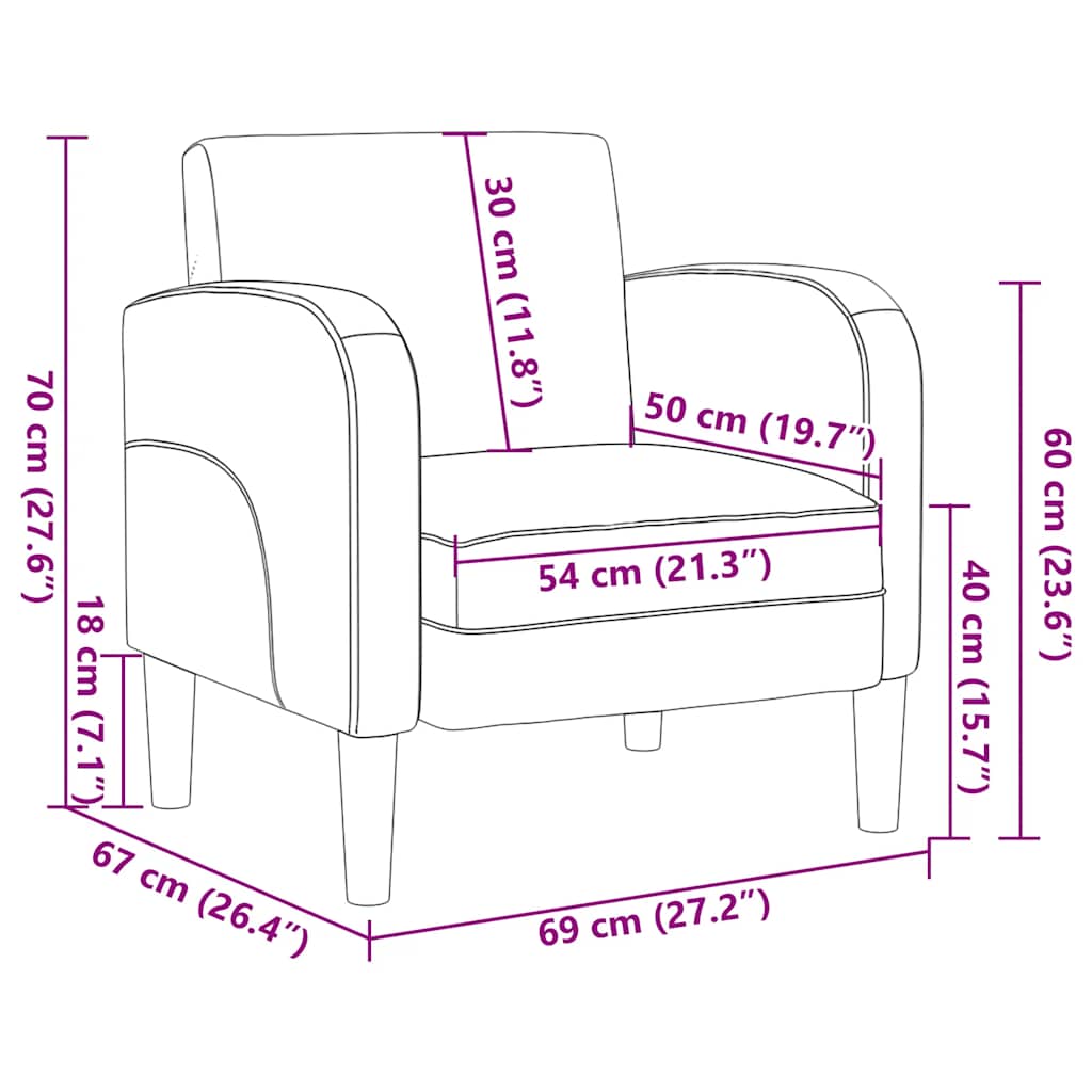 Canapea scaun cu cotiere negru 54 cm piele artificială GartenMobel Dekor
