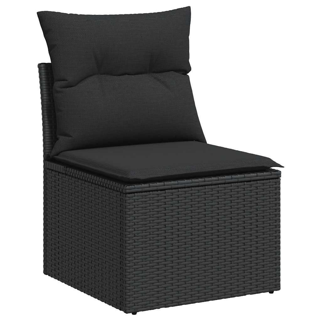 Set canapele de grădină cu perne, 10 piese, negru, poliratan GartenMobel Dekor