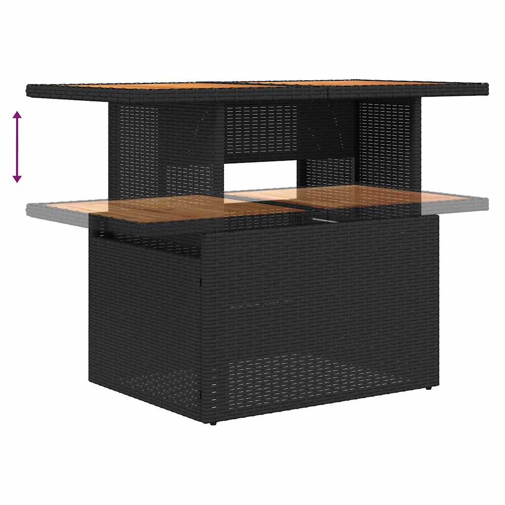 Set canapele de grădină cu perne, 10 piese, negru, poliratan GartenMobel Dekor