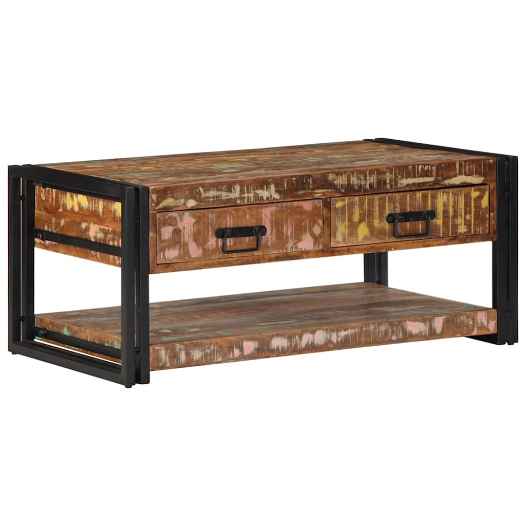 Masuta de cafea multicolora 90x50x38 cm lemn masiv recuperat GartenMobel Dekor