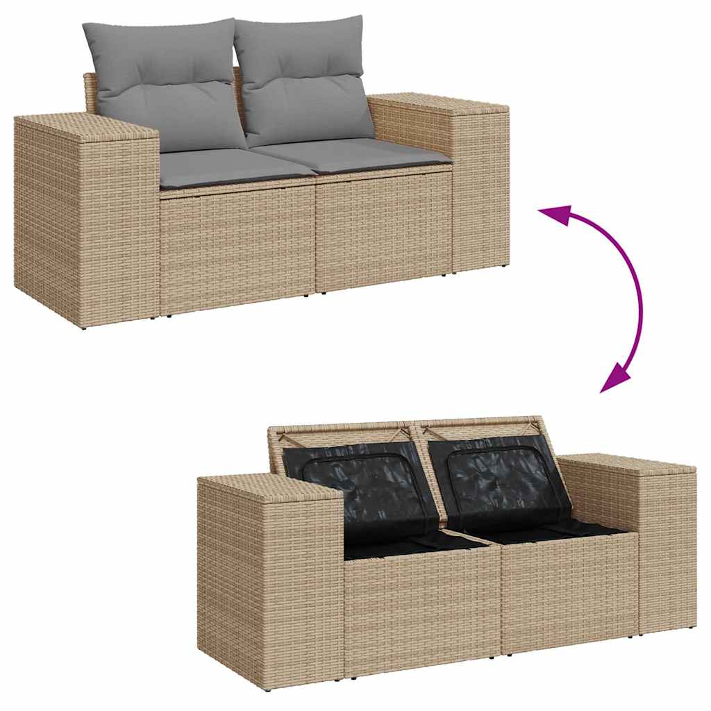 Set canapele de grădină cu perne, 10 piese, bej, poliratan GartenMobel Dekor